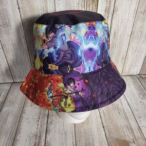 Naruto Sasuke Uchiha Kids Bucket Hat Anime Sharingan Graphic Print Multicolor